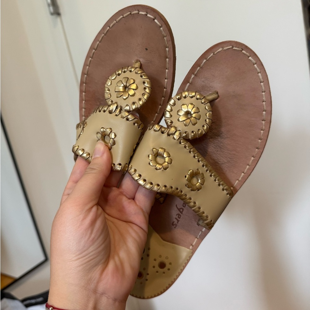 Jack Rogers Gold and Tan Sandals
